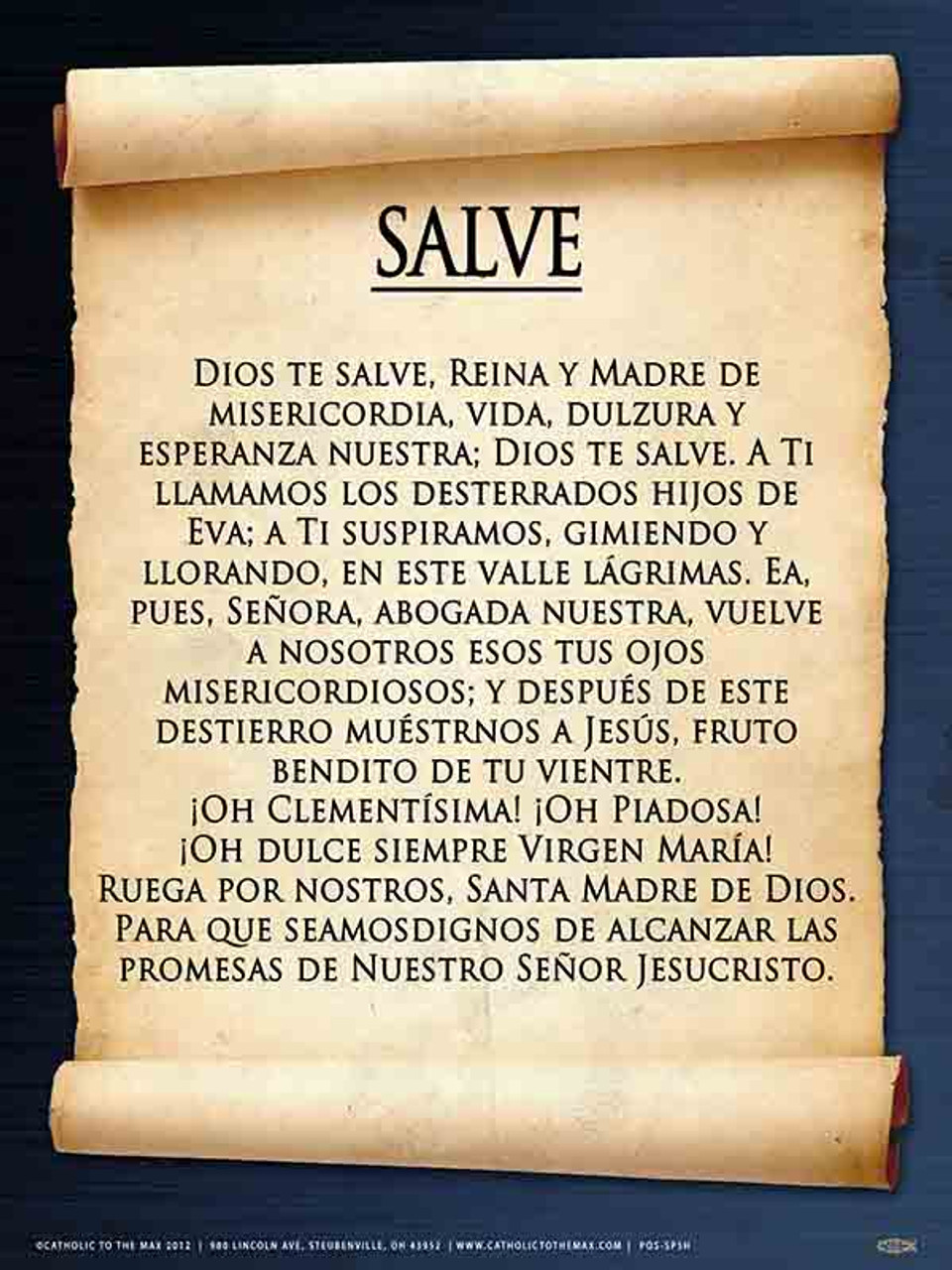 Spanish Hail Holy Queen Poster picture about Hail Holy Queen Prayer Printable titled Spanish Hail Holy Queen Poster